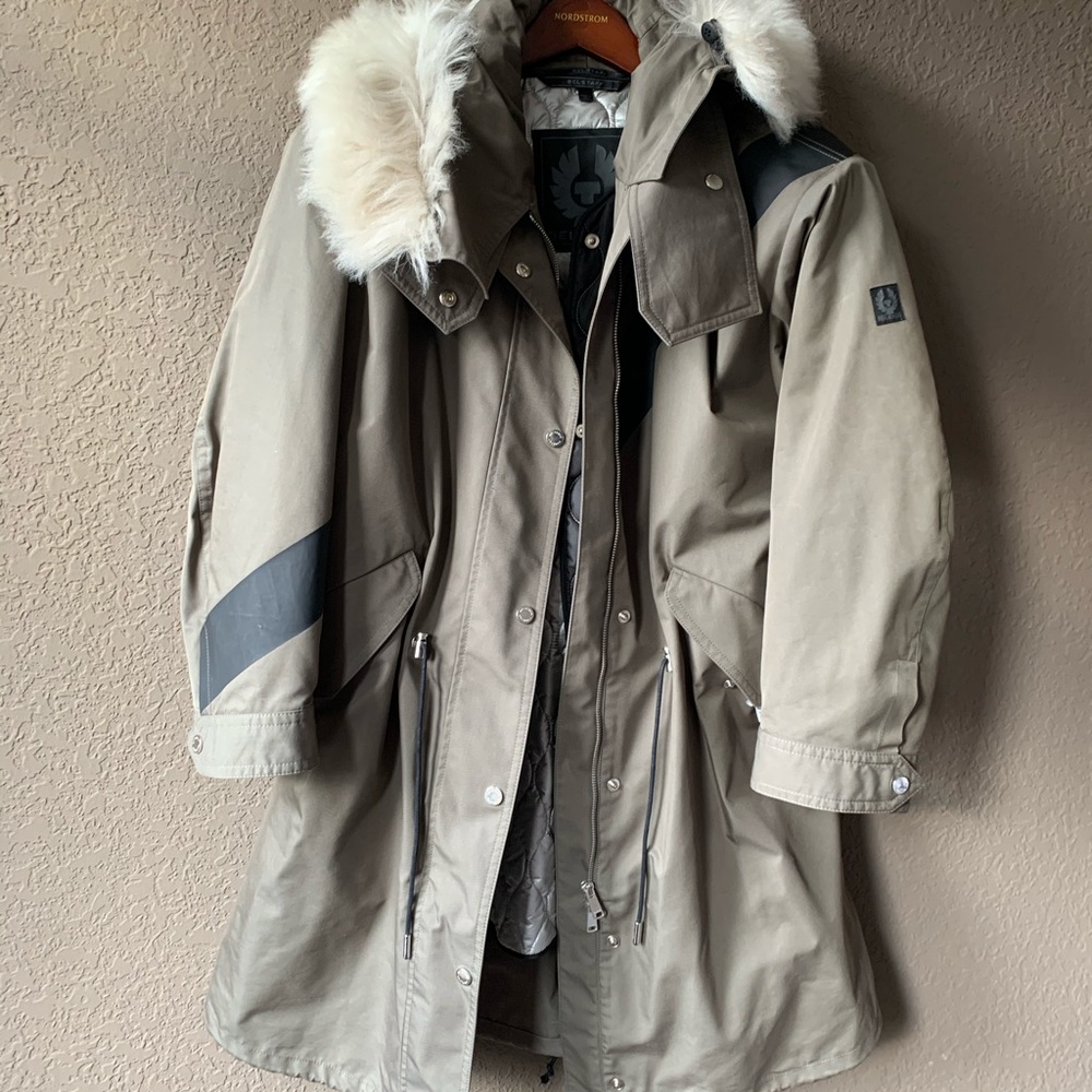 Belstaff olive green shearing trim hooded jacket - Picture 5 of 16